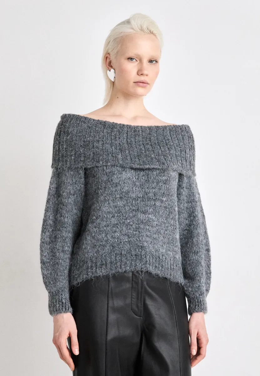ONLMARIE OFF SHOULDER - Strickpullover - medium grey melange