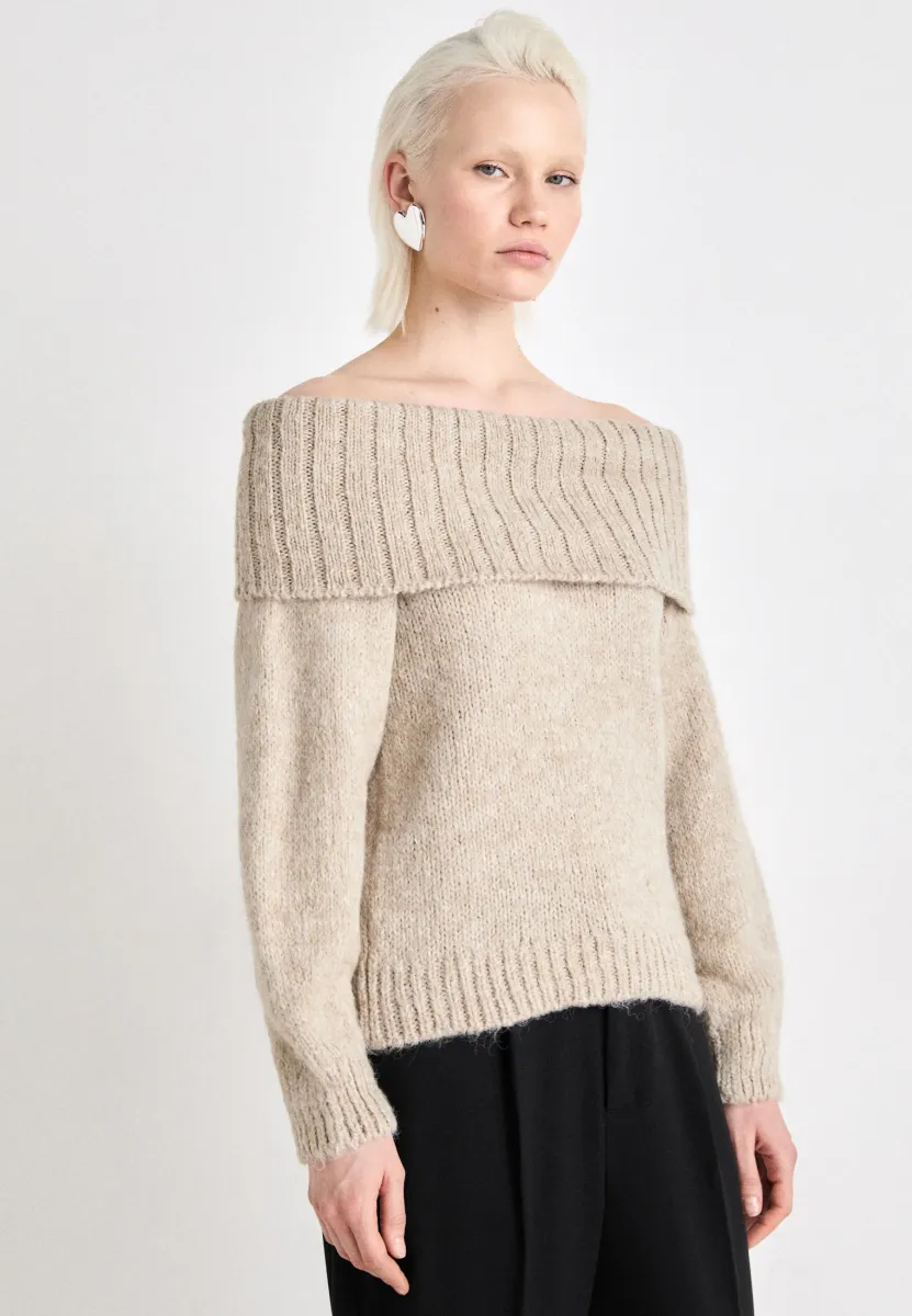 ONLMARIE OFF SHOULDER - Strickpullover - weathered melange