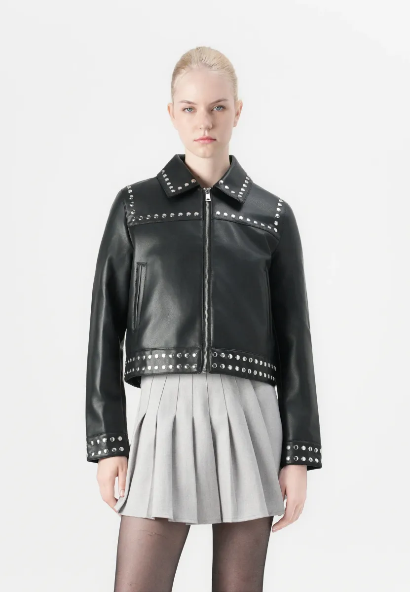 ONLMAXIME STUD JACKET - Kunstlederjacke - black