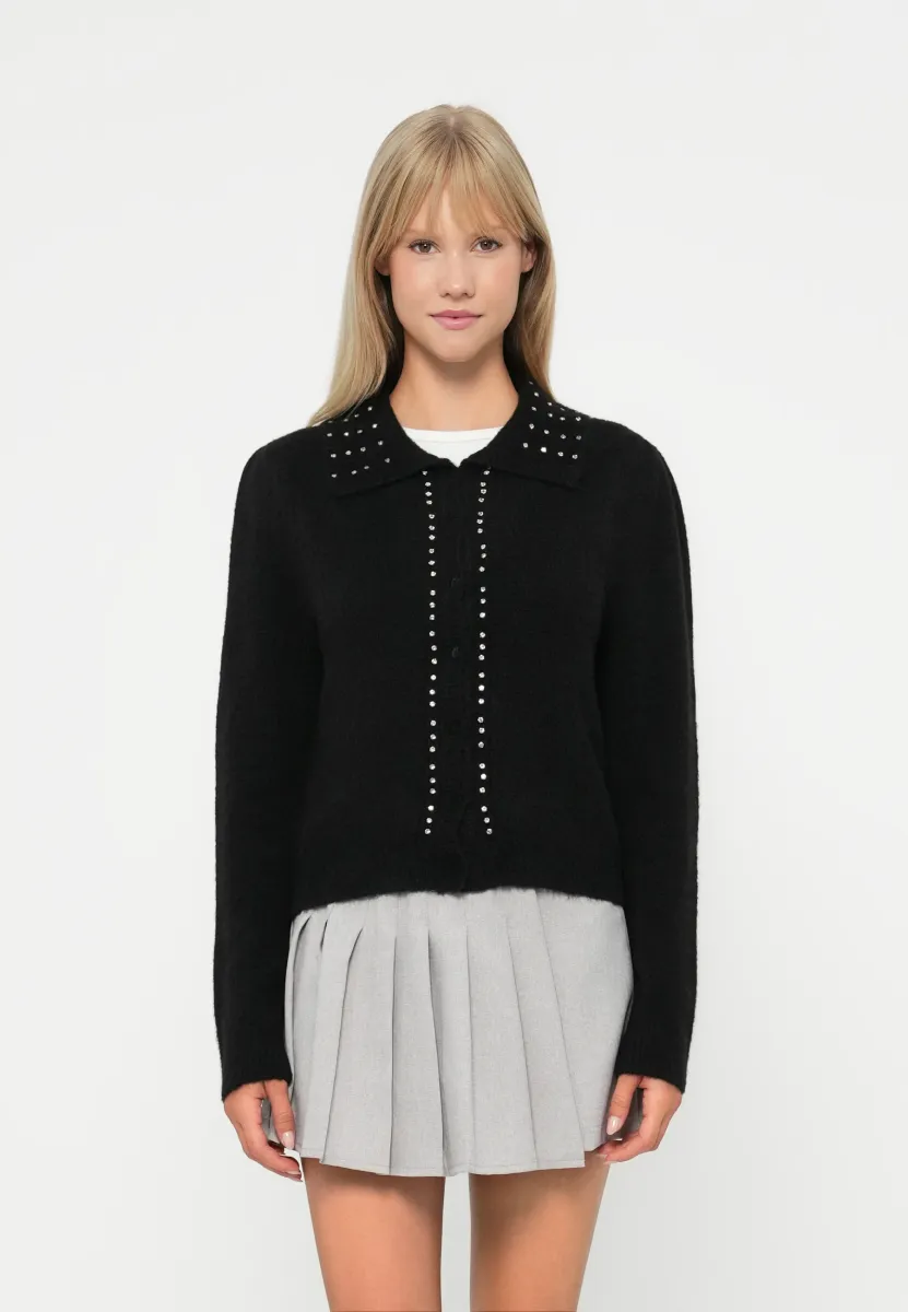 ONLMELODY BLING  COLLAR CARDI  - Strickjacke - black