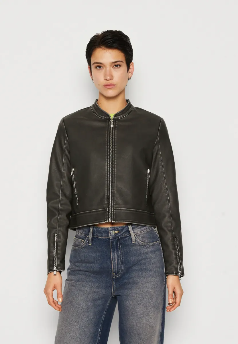 ONLMINDY WASHED - Kunstlederjacke - black