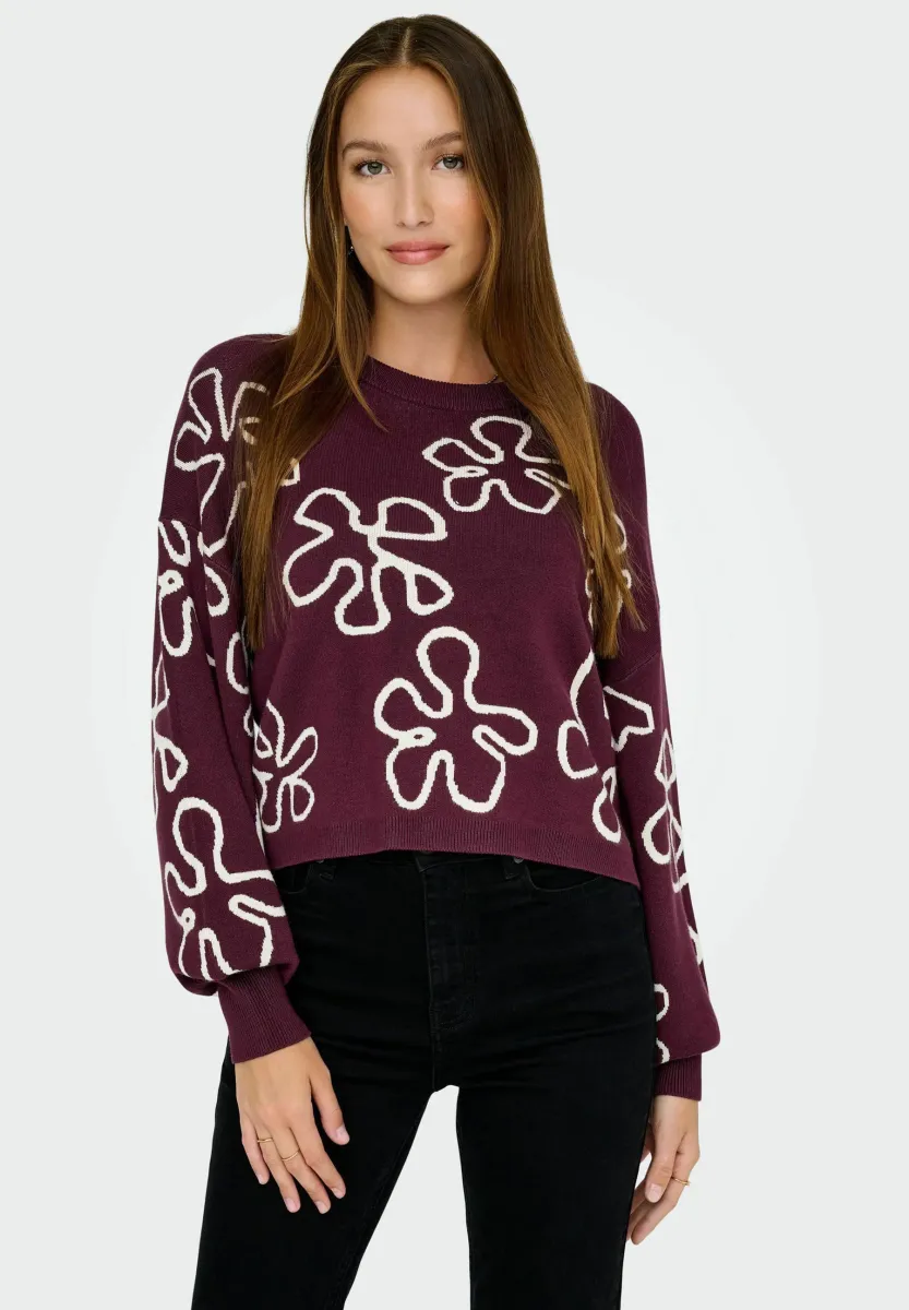 ONLMONTANA O NECK - Strickpullover - mauve wine