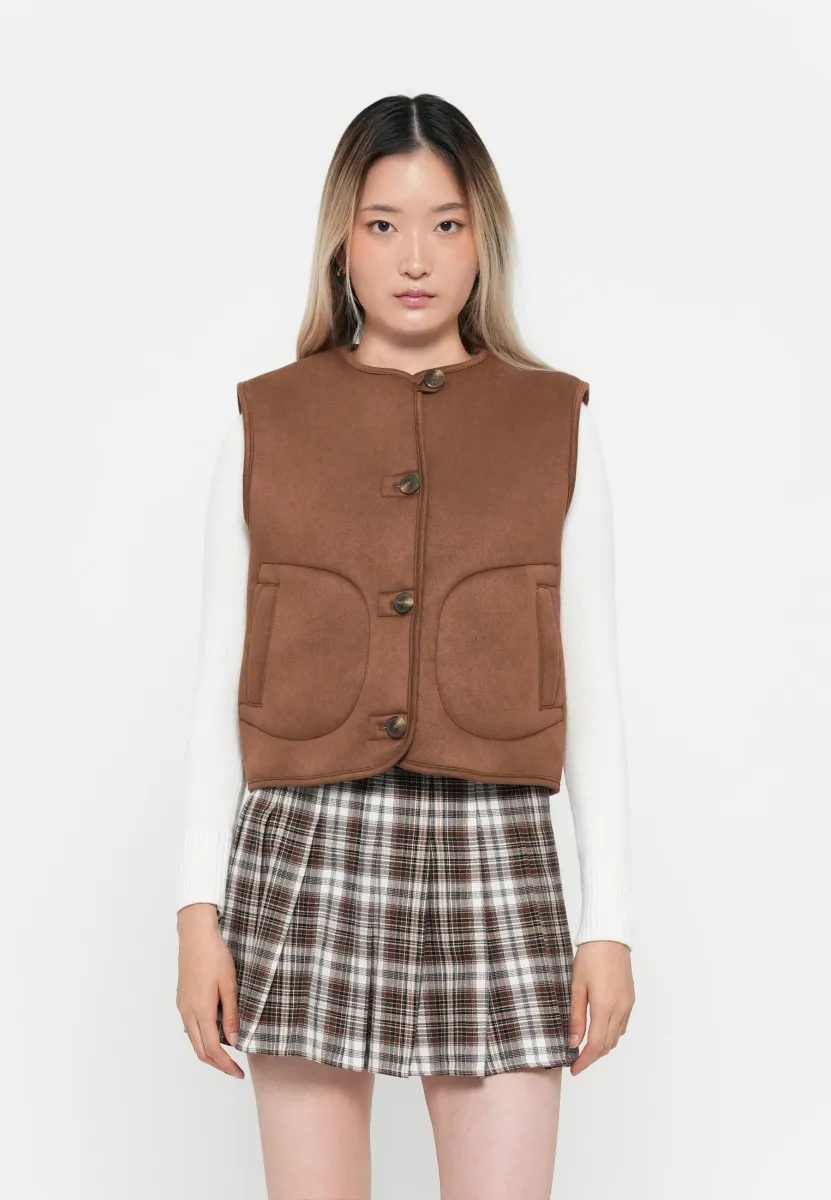 ONLNICO BONDED WAISTCOAT - Weste - toasted coconut