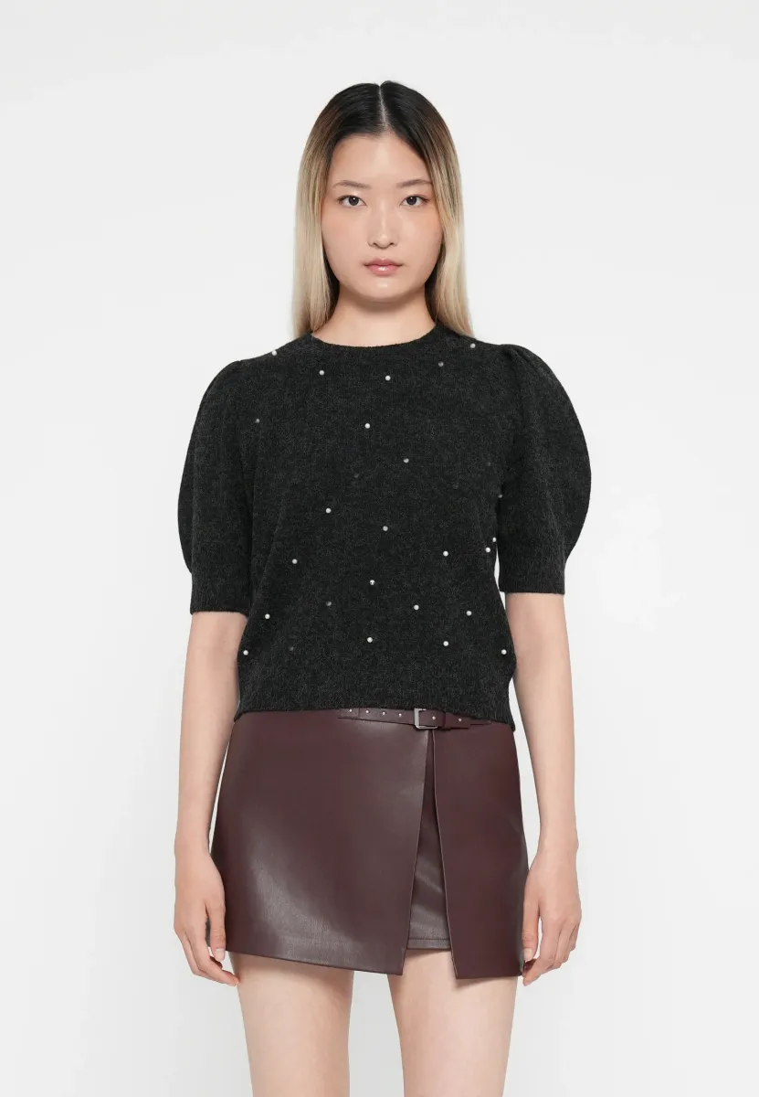 ONLPEARLY O NECK PEARL  - Strickpullover - black