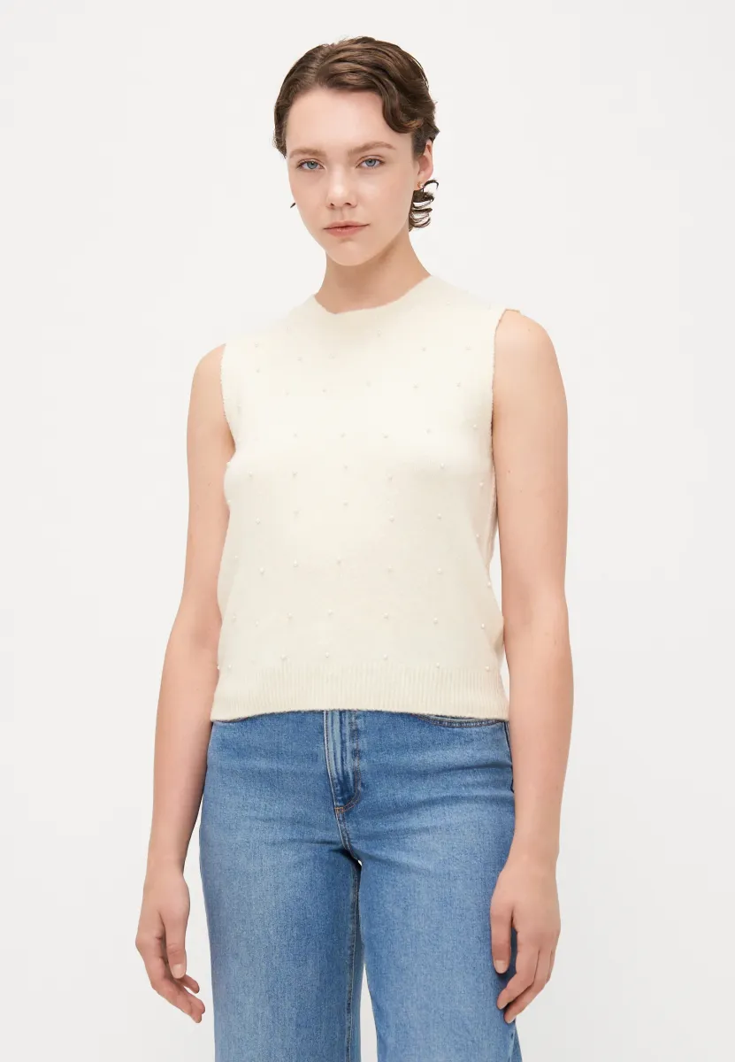 ONLRENATA O NECK VEST - Strickpullover - whitecap gray/white