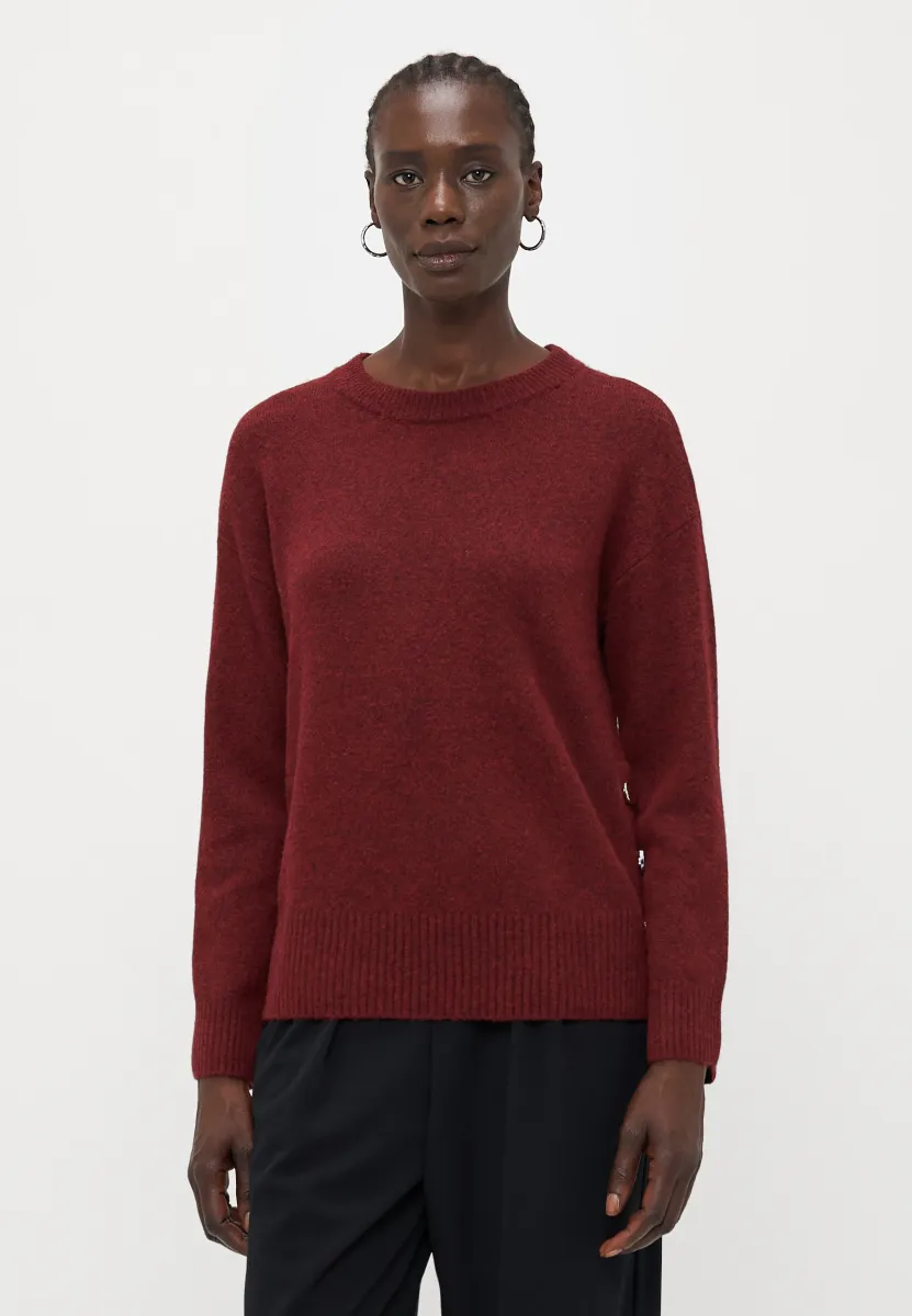 ONLRENE LIFE BUTTON O NECK  - Strickpullover - cabernet melange/gold-coloured