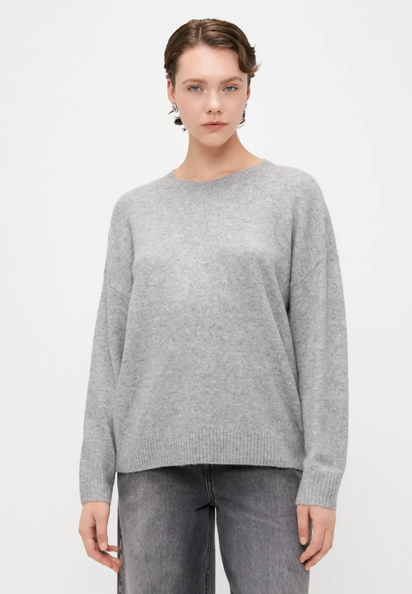 ONLRENE LIFE O NECK  - Strickpullover - medium grey melange
