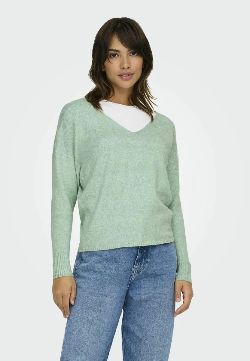 ONLRICA LIFE L/S V-NECK NOOS - Strickpullover - lichen