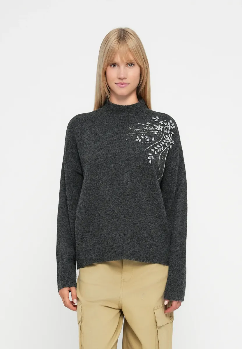 ONLRIVA HIGH NECK PULLOVER - Strickpullover - dark grey