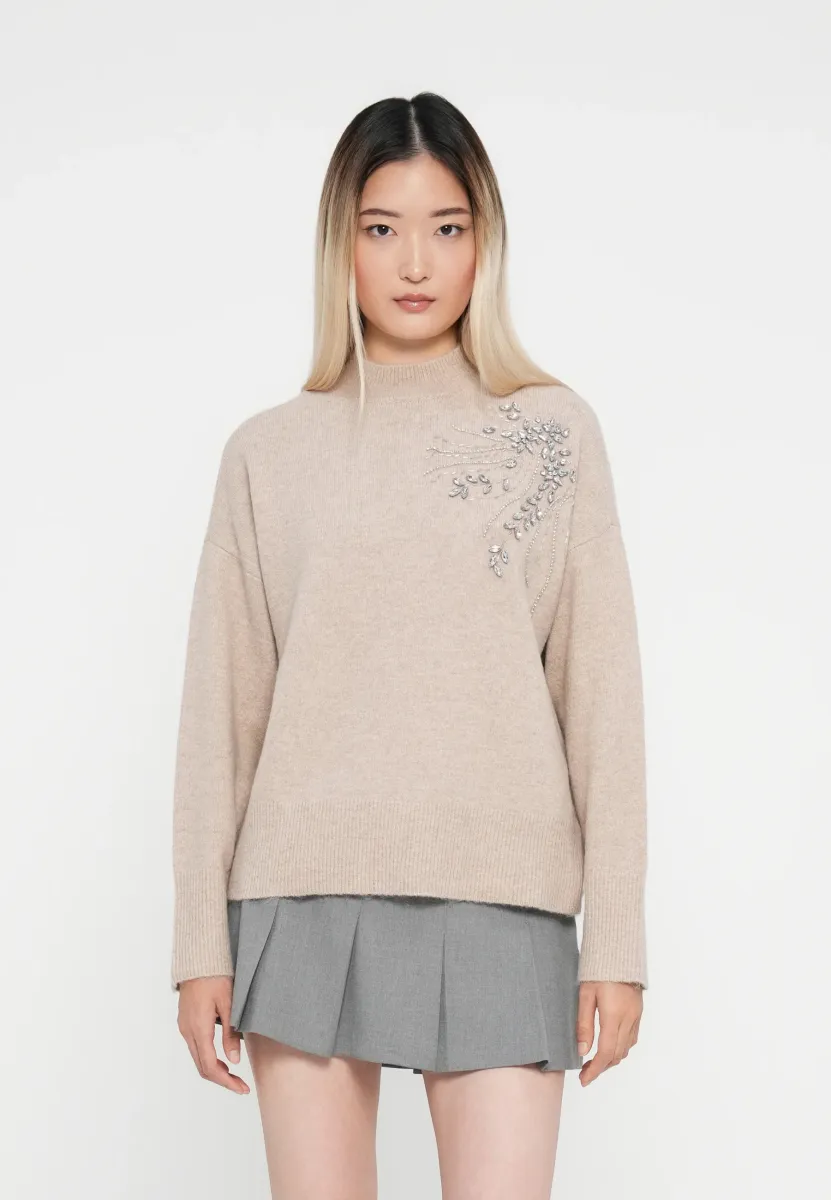 ONLRIVA HIGH NECK PULLOVER - Strickpullover - pumice stone