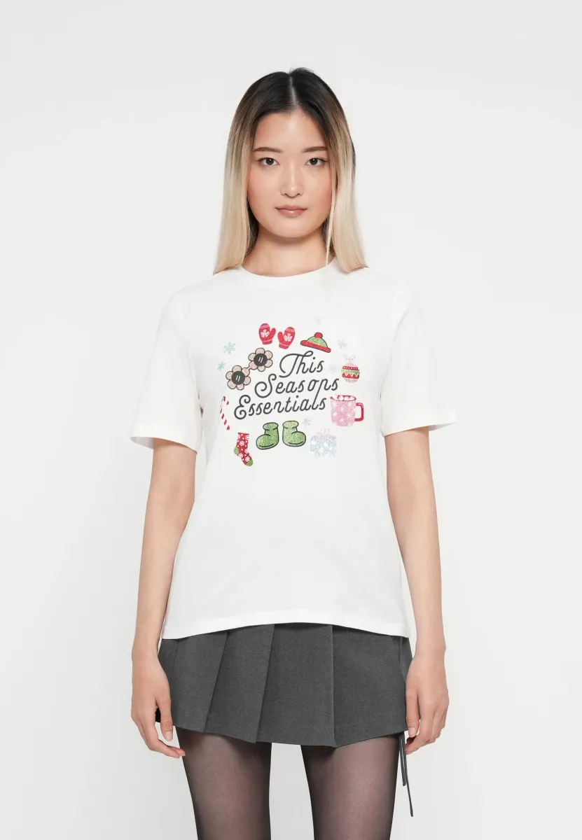 ONLROSIE LIFE XMAS - T-Shirt print - cloud dancer