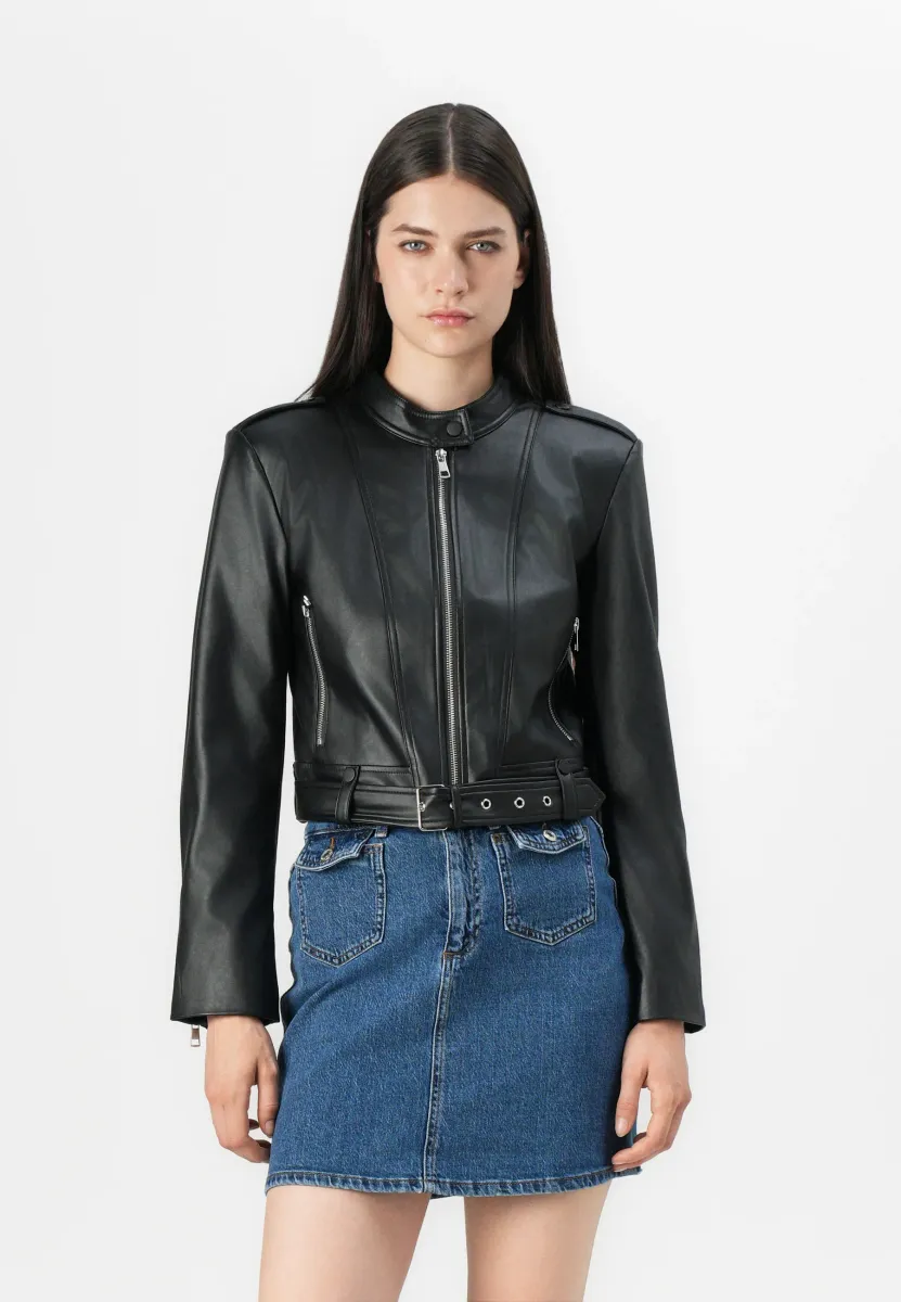ONLSADIE JACKET - Kunstlederjacke - black