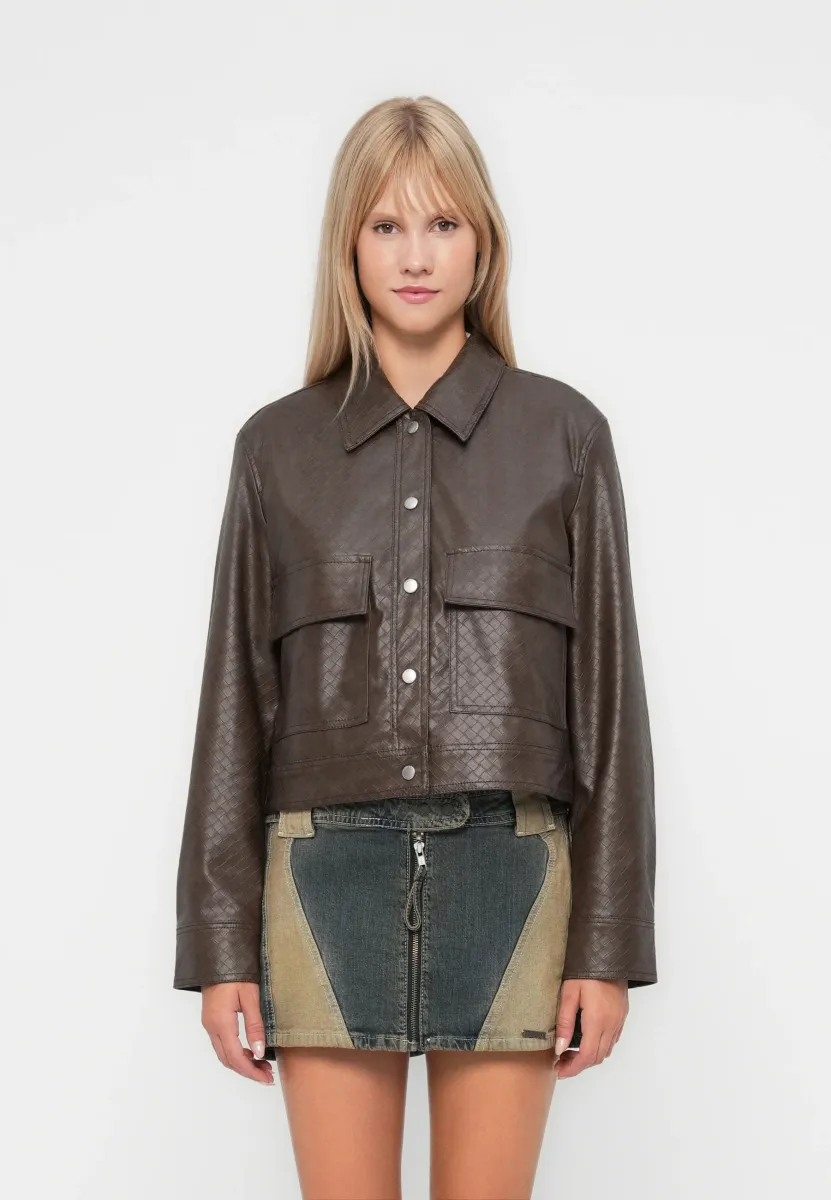 ONLSAKU JACKET - Kunstlederjacke - carafe