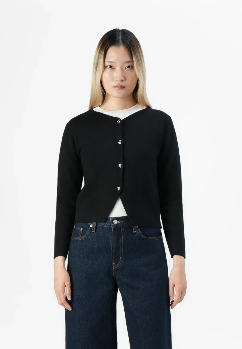 ONLSCARLETT CARDIGAN - Strickjacke - black/silver-coloured