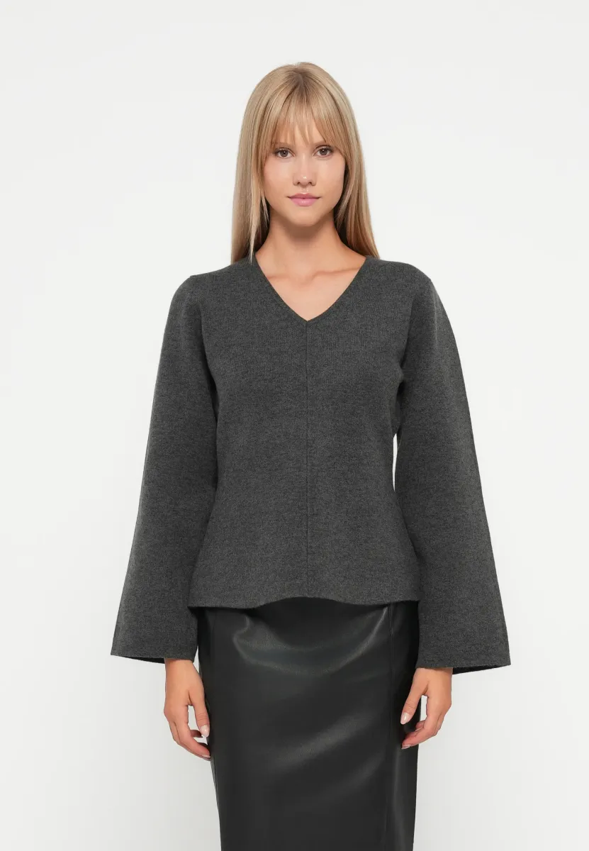 ONLSERENA V NECK - Strickpullover - dark grey melange