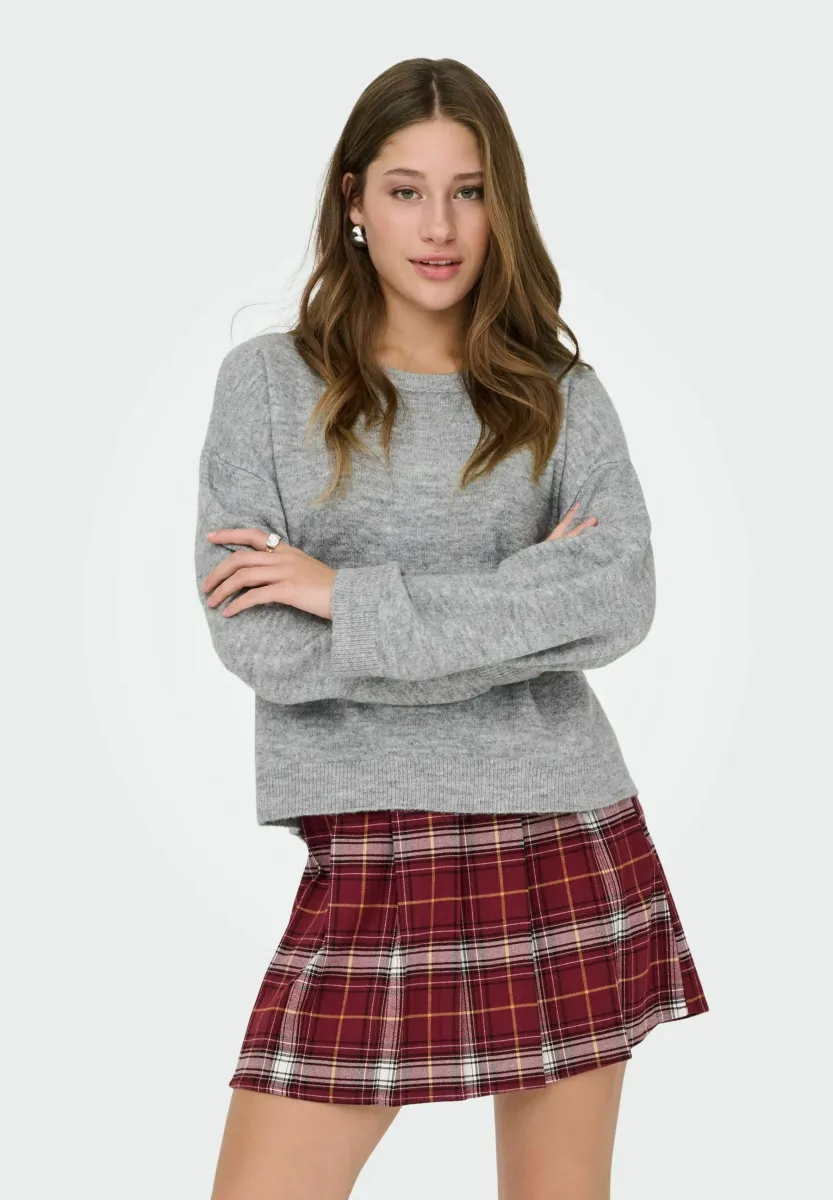 ONLSIMONI O-NECK NOOS - Strickpullover - medium grey melange