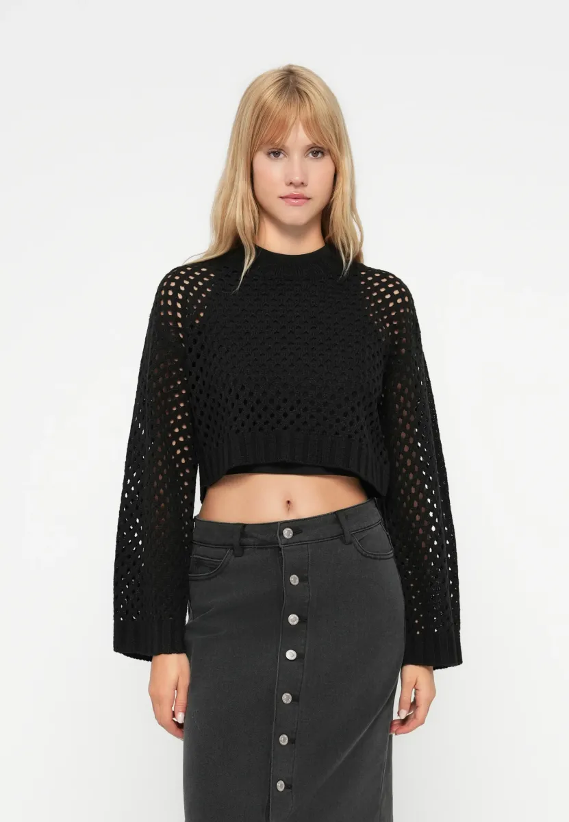 ONLSMILLA SHORT - Strickpullover - black