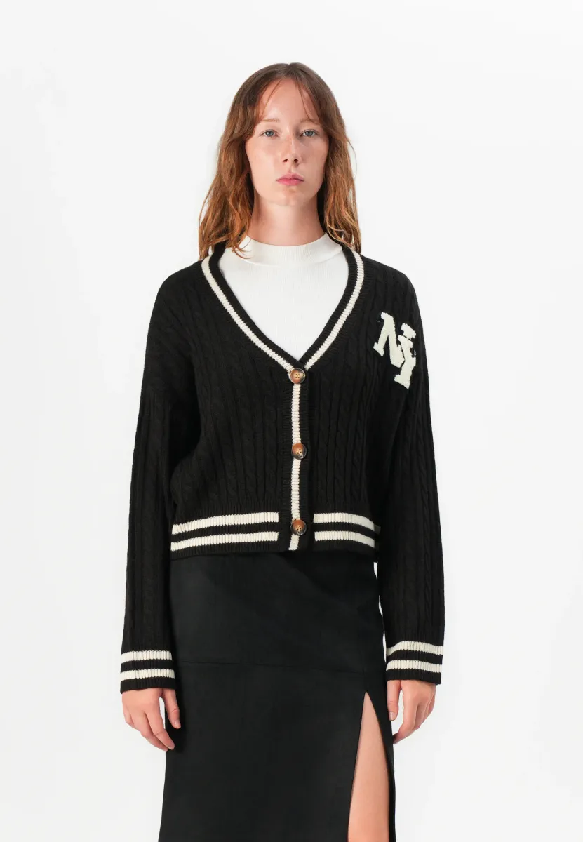 ONLTHALE BUTTON CARDIGAN - Strickjacke - black/whitecap gray
