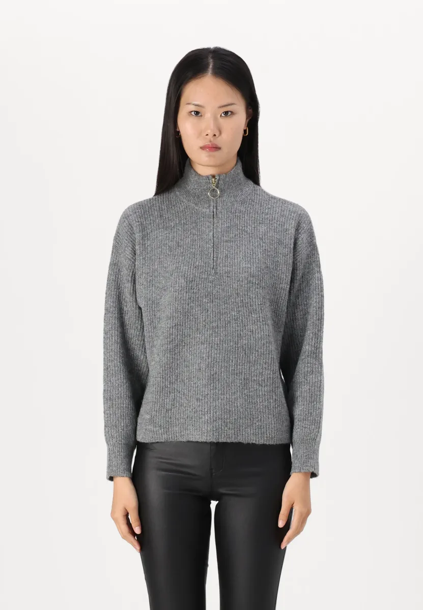 ONLTOKYO SOLID ZIP NOOS - Strickpullover - dark grey melange