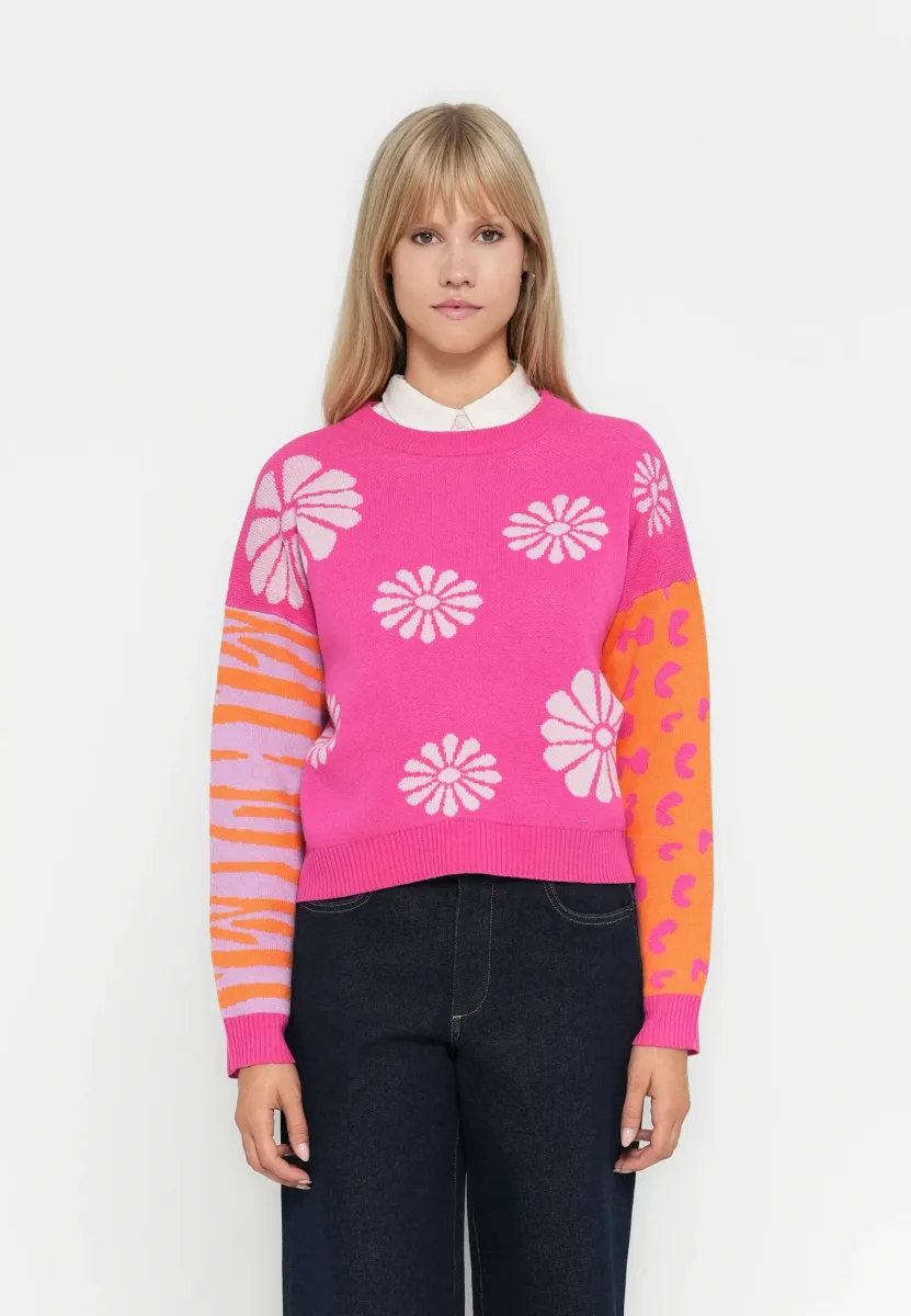 ONLURSULA CROPPED - Strickpullover - pink yarrow/mauve/violet