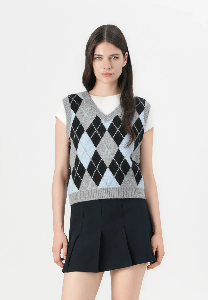 ONLVIC VEST - Weste - light grey/blue/black