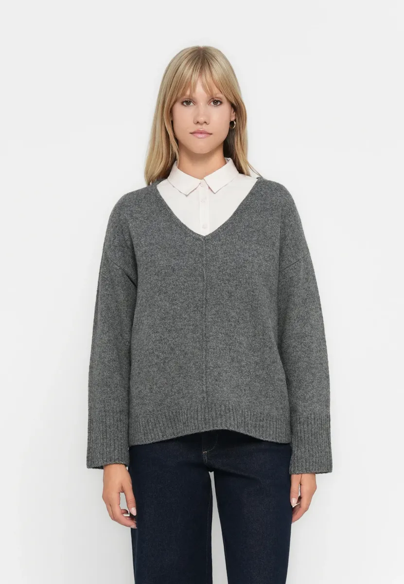 ONLWHITNEY V NECK  - Strickpullover - medium grey