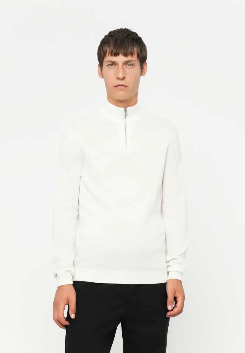 ONSALEX HALF ZIP - Strickpullover - egret