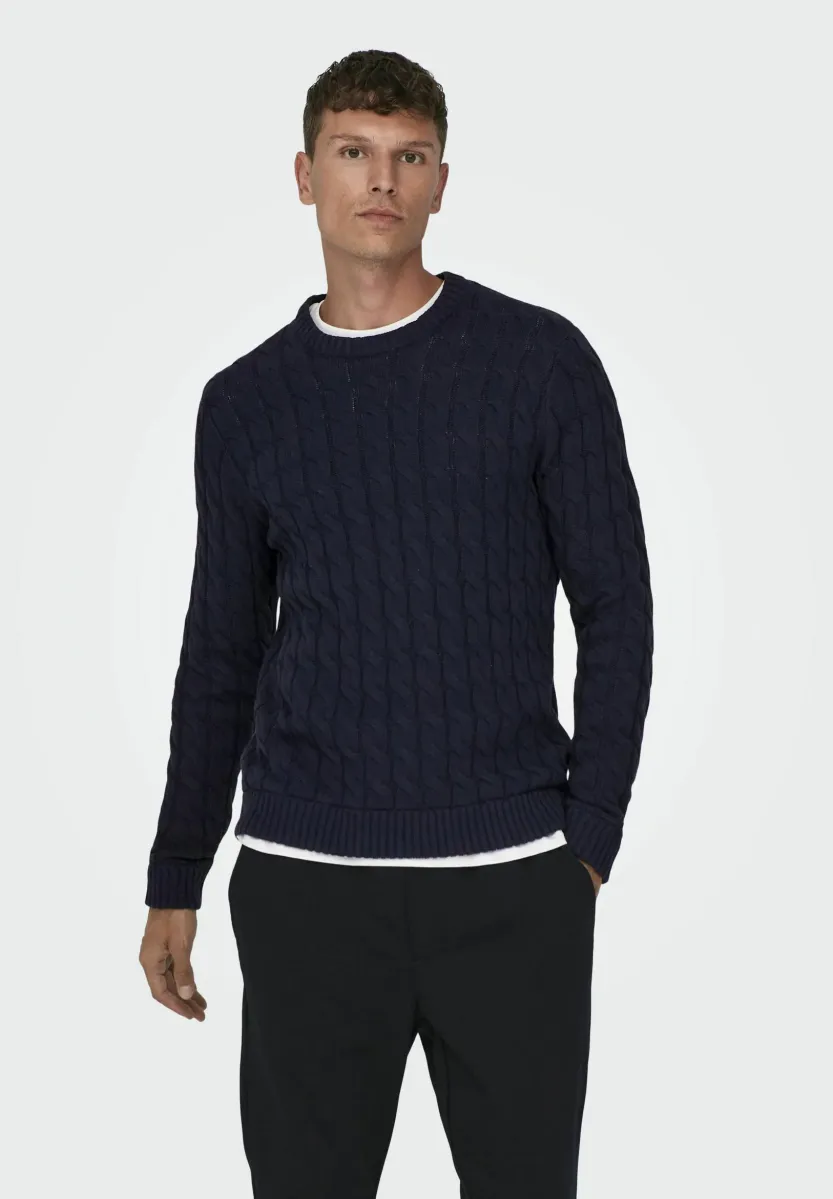 ONSKICKER LIFE  CABLE CREW - Strickpullover - dark navy