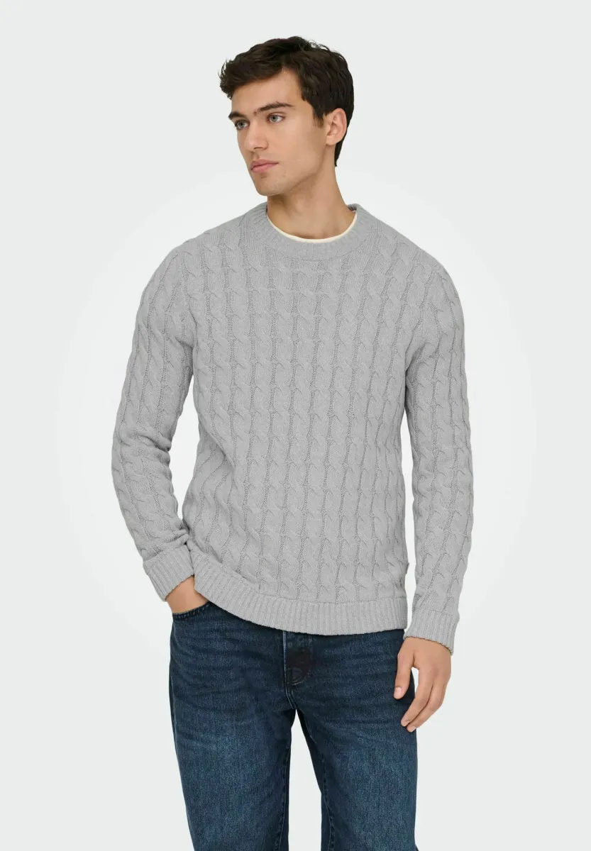 ONSKICKER - Strickpullover - light grey melange