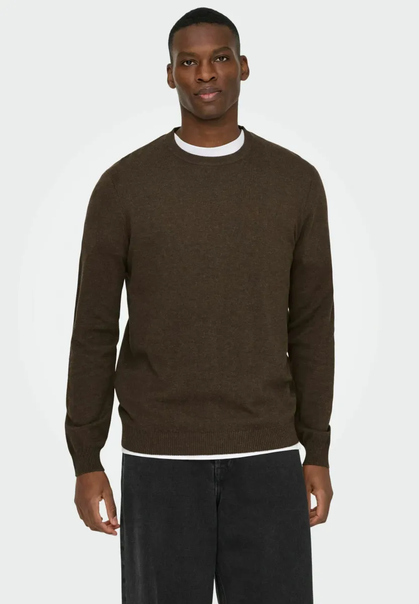 ONSLOUI CREW  - Strickpullover - coffee bean