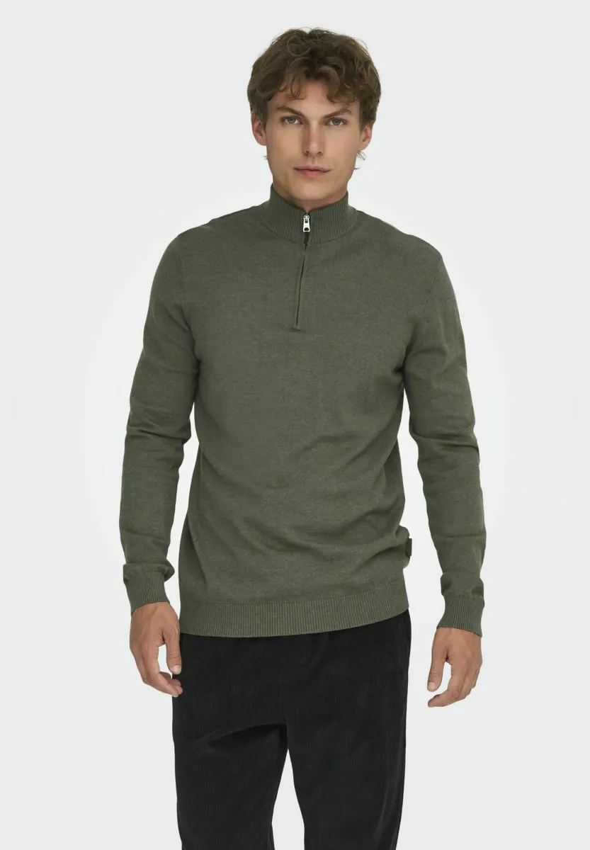 ONSLOUI HALF ZIP NOOS - Strickpullover - castor gray