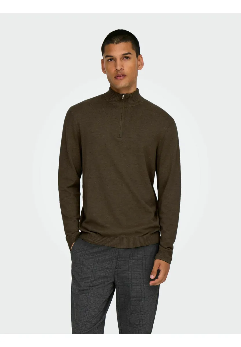 ONSLOUI HALF ZIP NOOS - Strickpullover - coffee bean