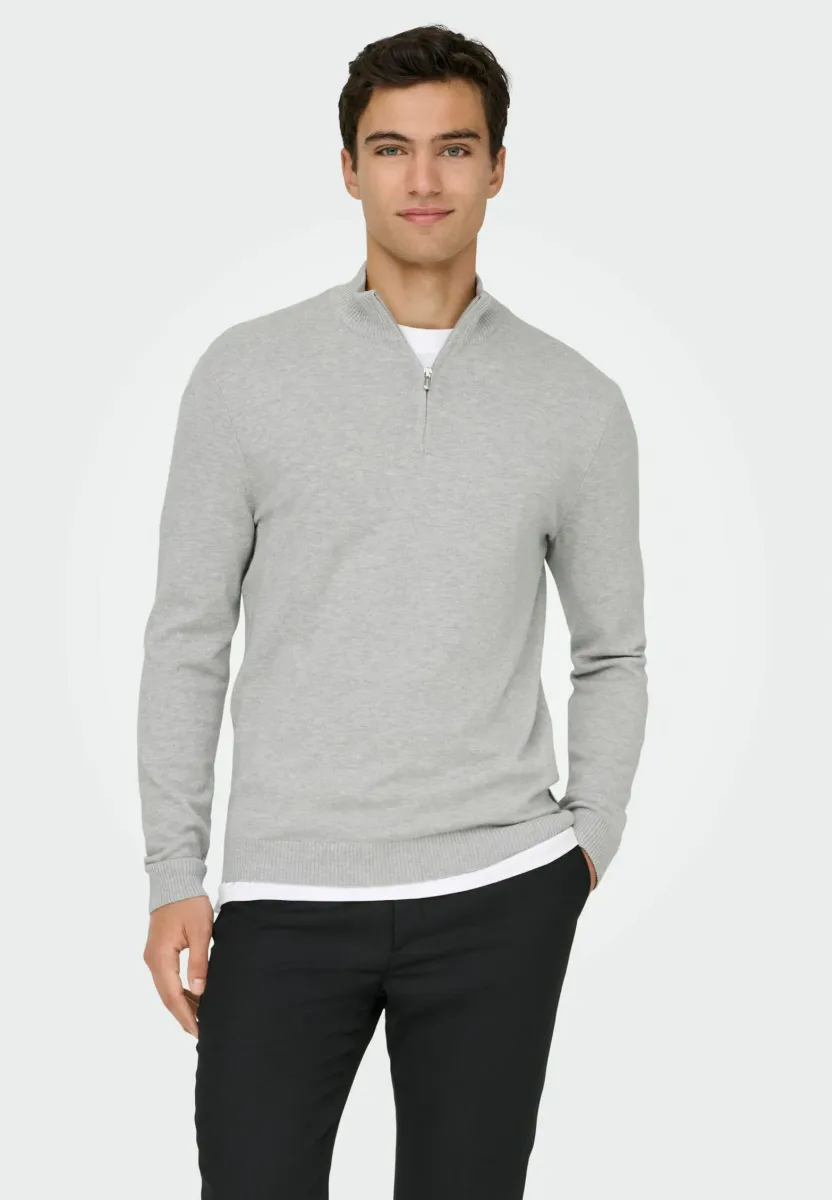 ONSLOUI HALF ZIP NOOS - Strickpullover - light grey melange