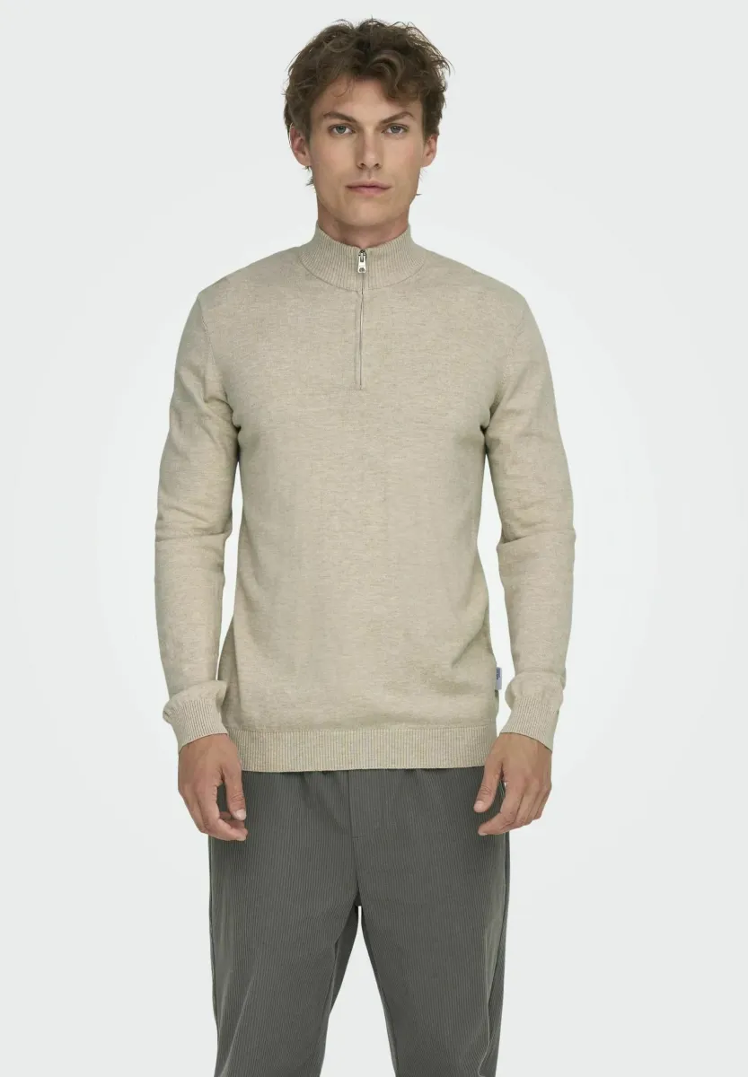 ONSLOUI HALF ZIP NOOS - Strickpullover - oatmeal