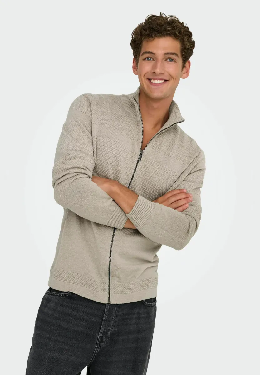 ONSMALIK PIN ZIP - Strickjacke - silver lining