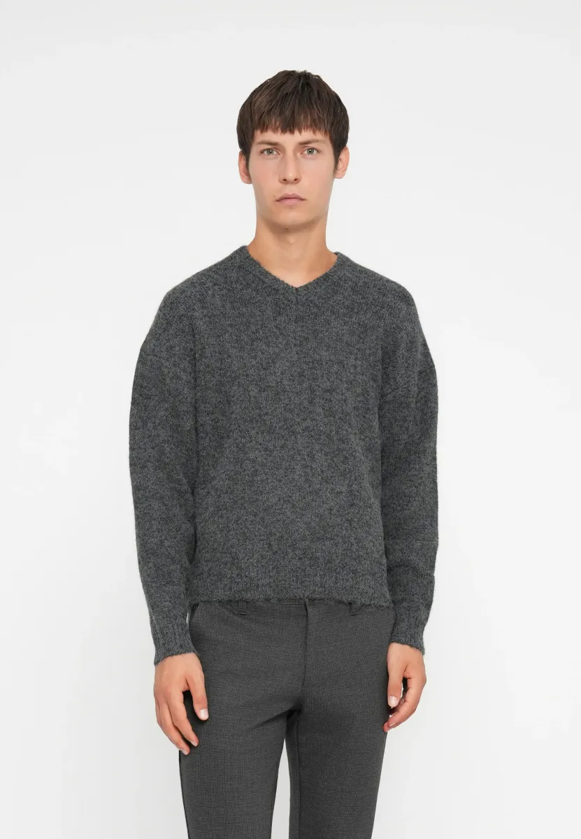 ONSMAROON CROP V NECK - Strickpullover - dark grey melange