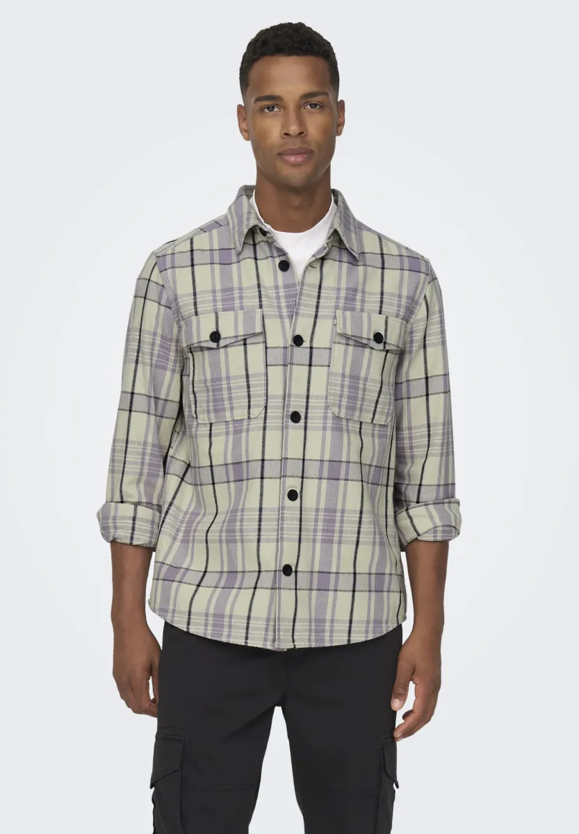 ONSMILO OVR CTN CHECK LS NOOS - Hemd - purple ash