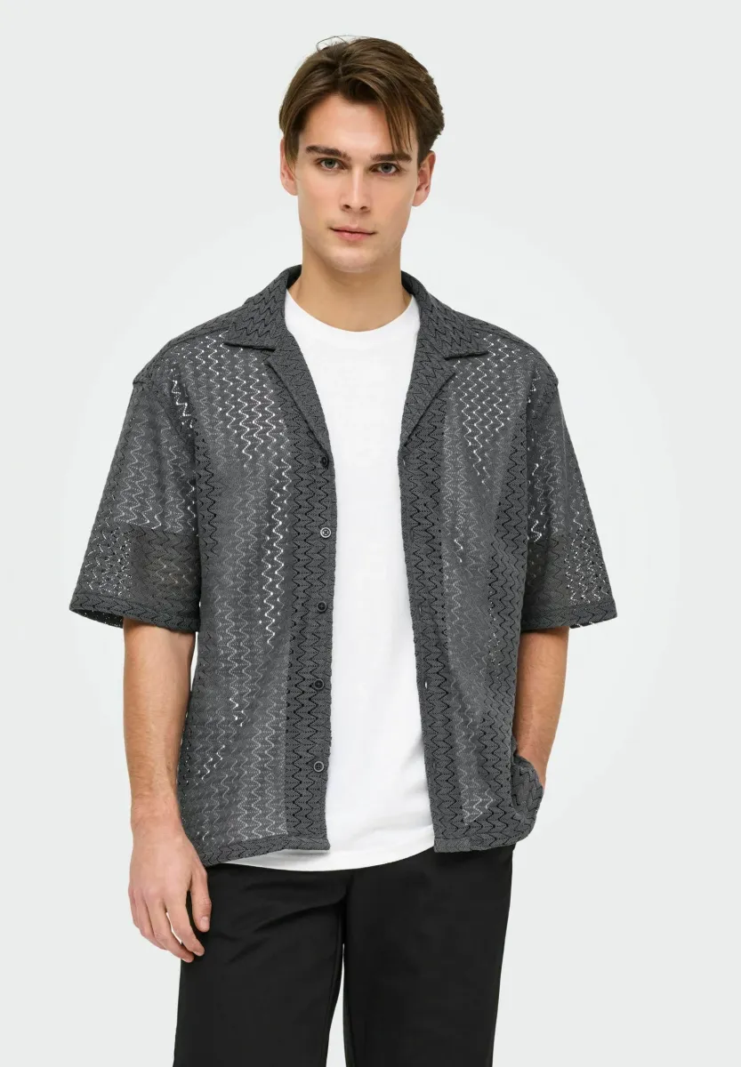 ONSNOVAK RESORT ZIG ZAG - Hemd - grey pinstripe