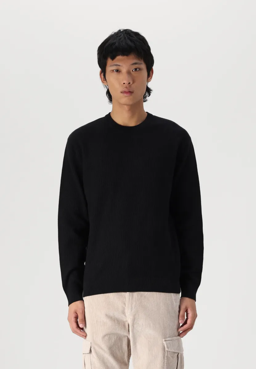 ONSTONY WAFFLE CREW  - Strickpullover - black