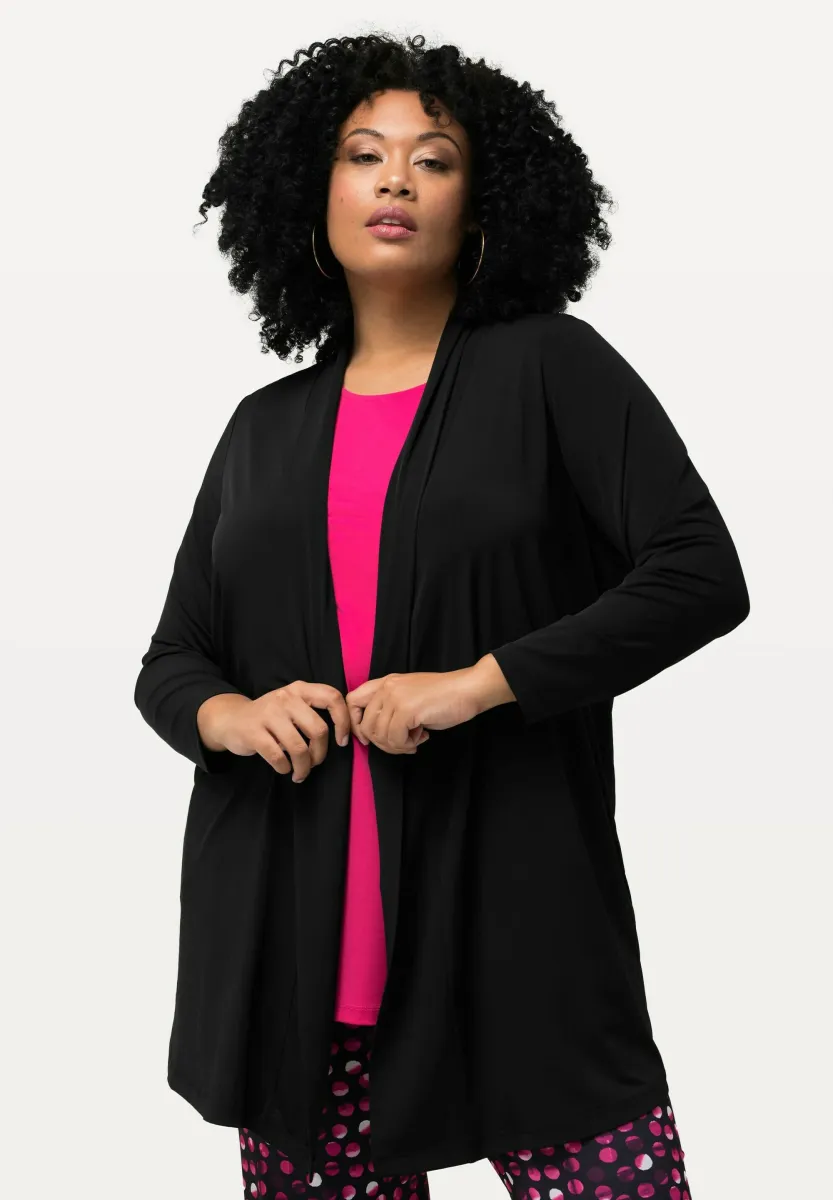 OPEN FRONT LONG SLEEVE - Strickjacke - black