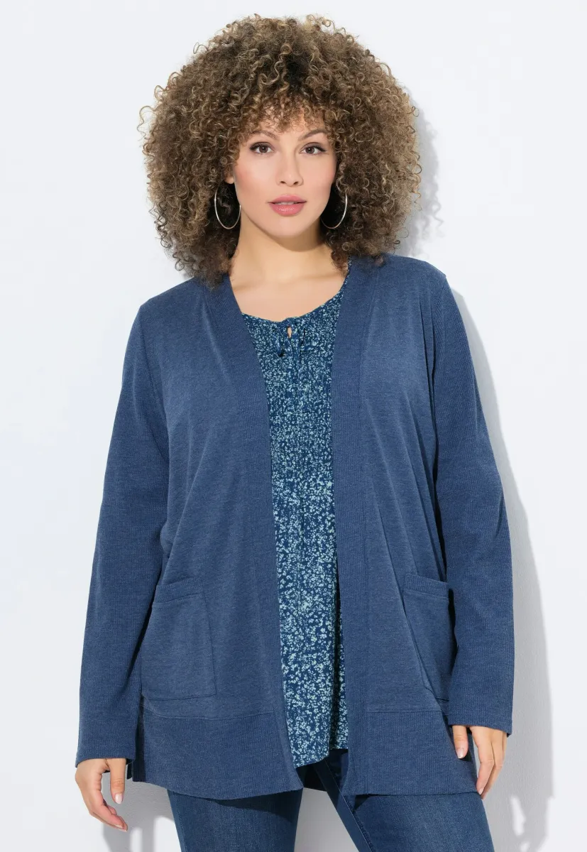 OPEN SHAPE LONG SLEEVE - Strickjacke - dark blue