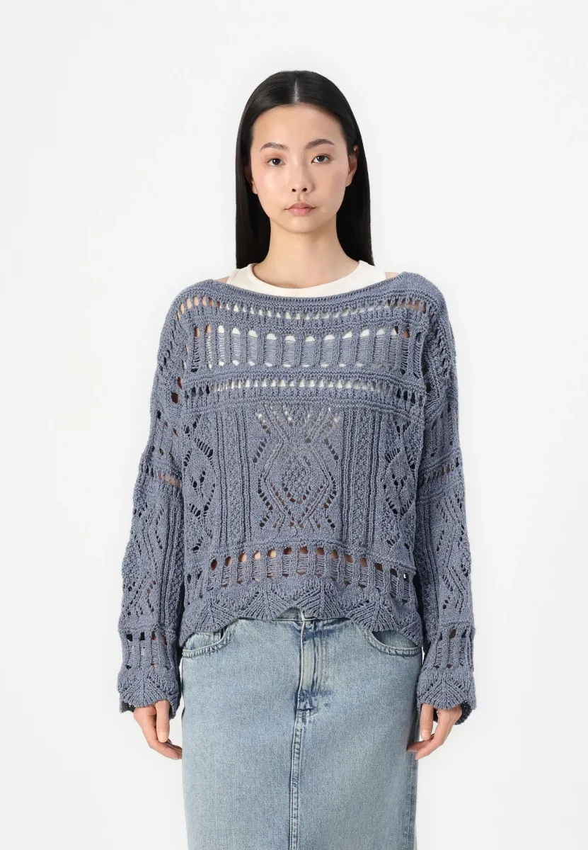 OPEN STITCH JUMPER - Strickpullover - blue