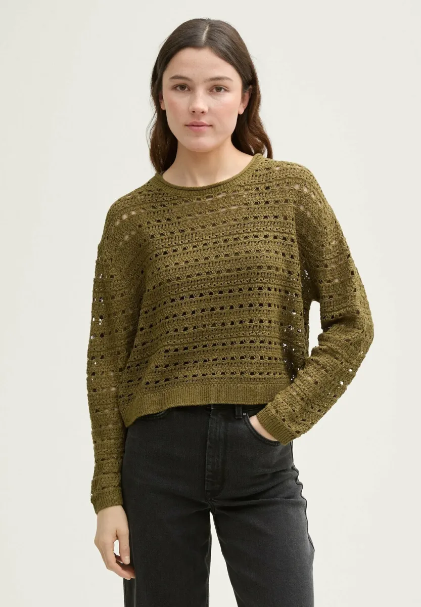OPEN  - Strickpullover - warm moss green
