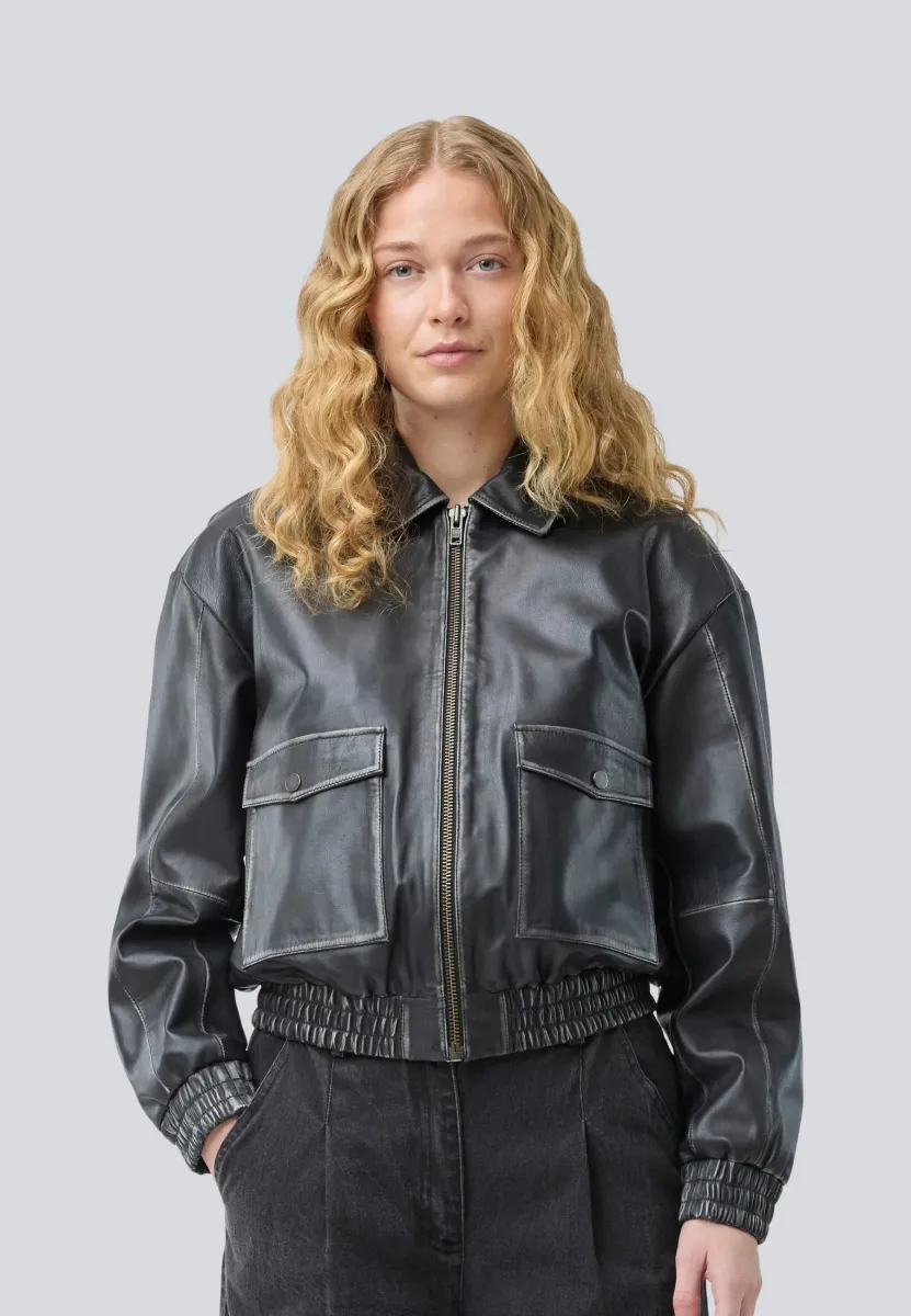 OPEYA - Lederjacke - black