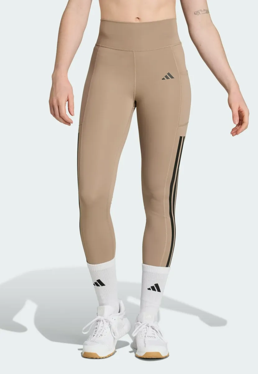 OPTIME 3-STRIPES FULL LENGTH - Tights - chalky brown