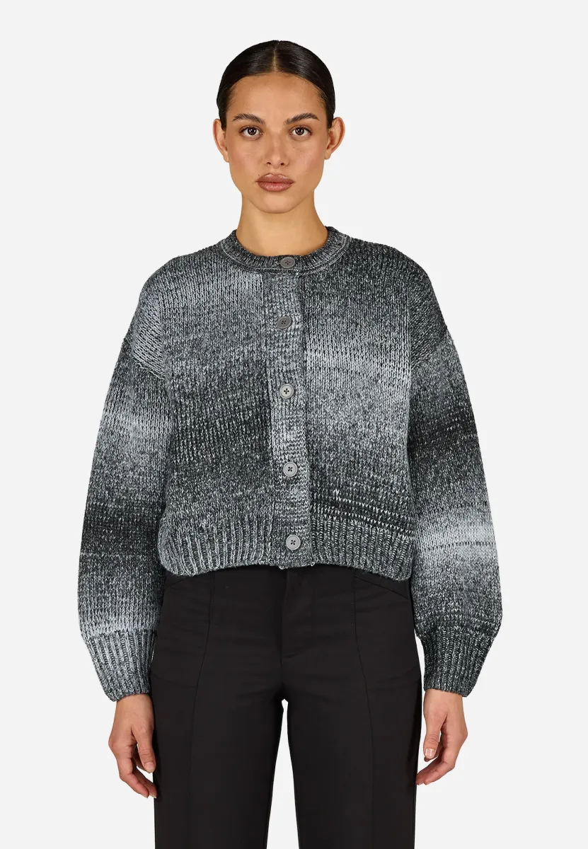 ORADEA - Strickjacke - space dyed black/warm white