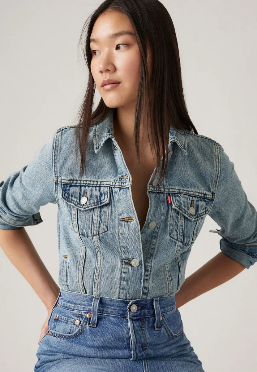 ORIGINAL TRUCKER - Jeansjacke - med indigo - worn in