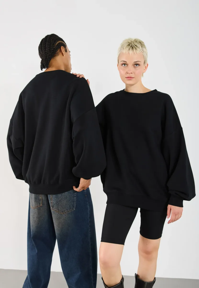 OVERSIZE BASIC CREWNECK UNISEX - Sweatshirt - true black