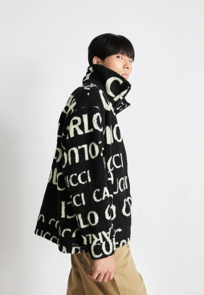 OVERSIZE UNISEX - Fleecejacke - black/white