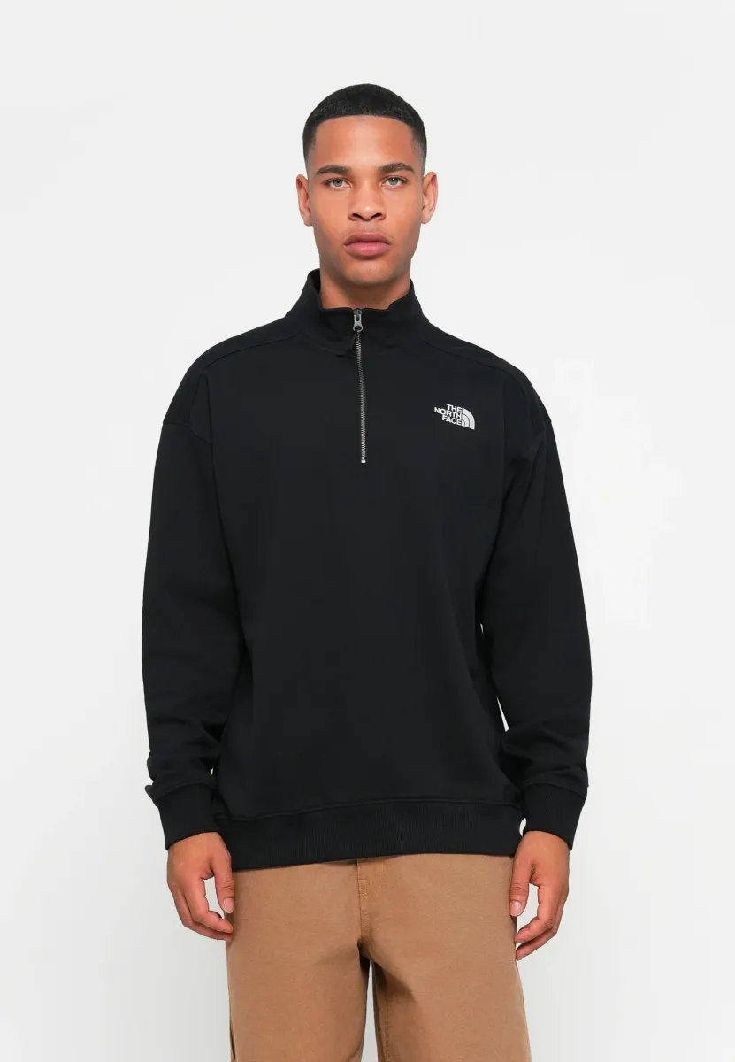 OVERSIZE ZIP CREW - Sweatshirt - black